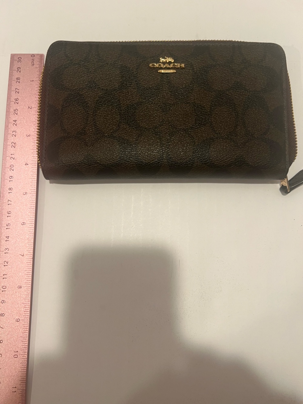 Authentic Coach Slim Zip Around Wallet in Signature Coated Canvas – Brown/Black - Picture 10 of 10